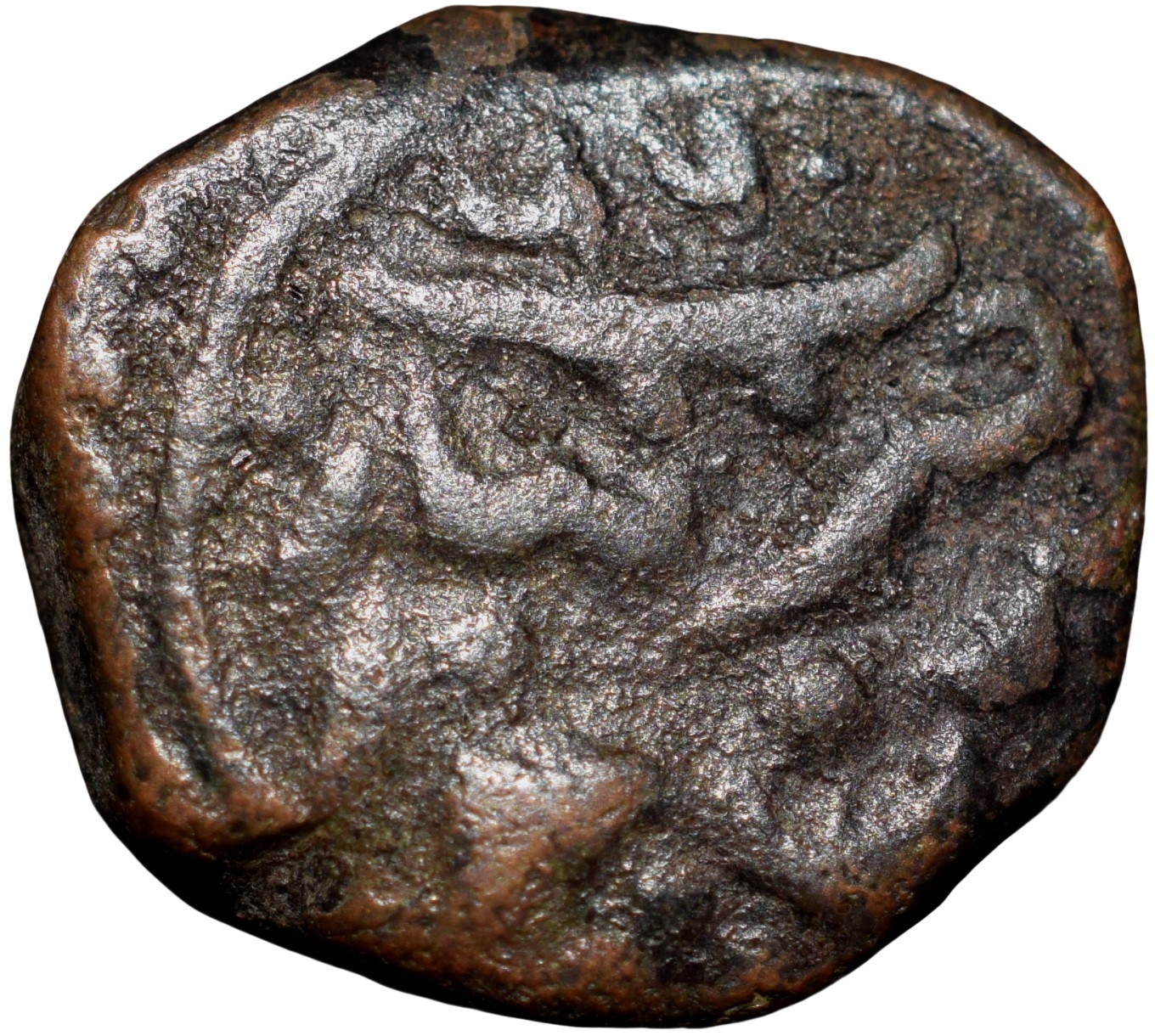 Copper 1/4 Paisa(Akhtar) of Tipu Sultan(AD 1787-99) of Mysore Kingdom Farrukhyab Hisar Mint KM61.3 - Image 2