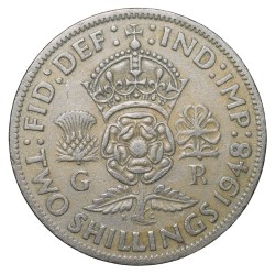 Copper-Nickel 2 Shillings of George VI (AD 1948) of Great Brittain