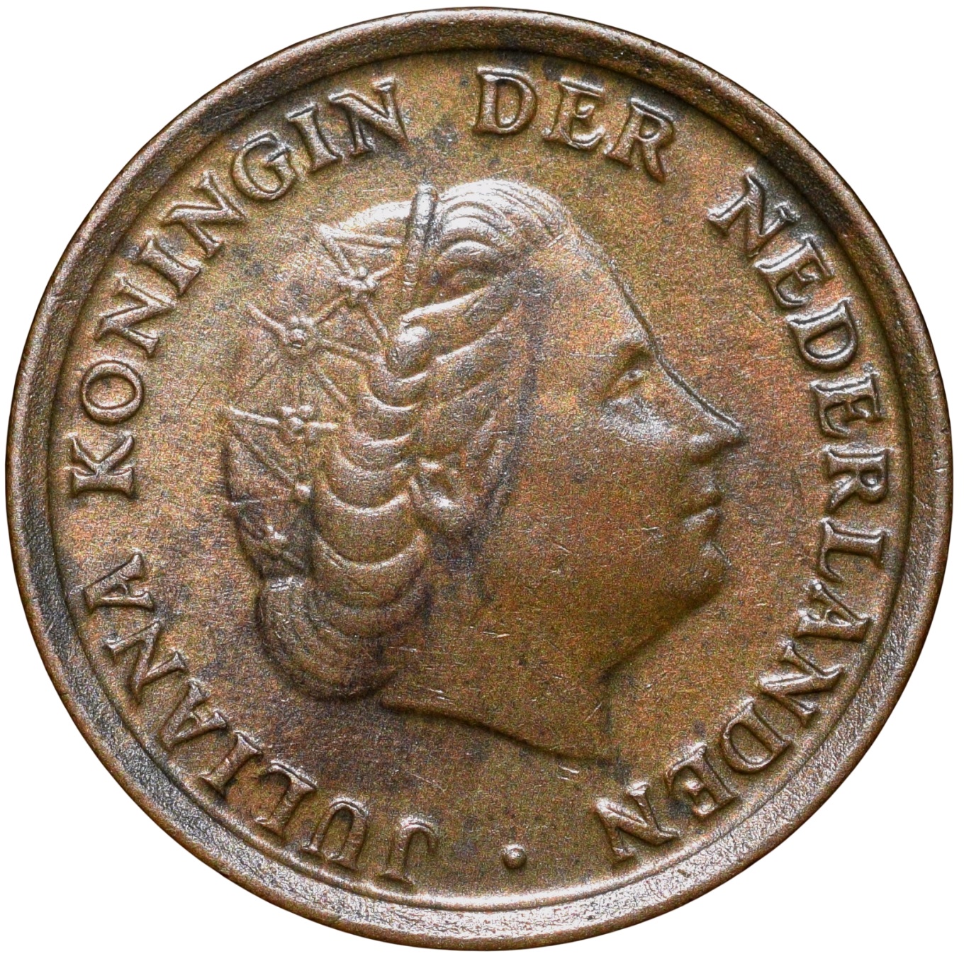 Bronze 1 Cent of Junliana Koningin (AD 1976) from Nederland About UNC Grade