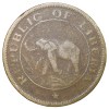 Old Nickel-Brass 2 Cents of Liberia (AD 1937) with Elephant/Palm Tree