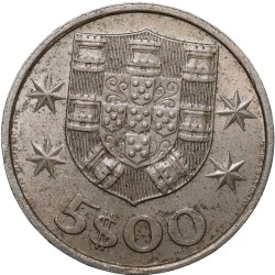Alternative view of Nickel 5 Escudos of Portuguesa ( AD 1984) with Sailor Ship Beautiful Grade
