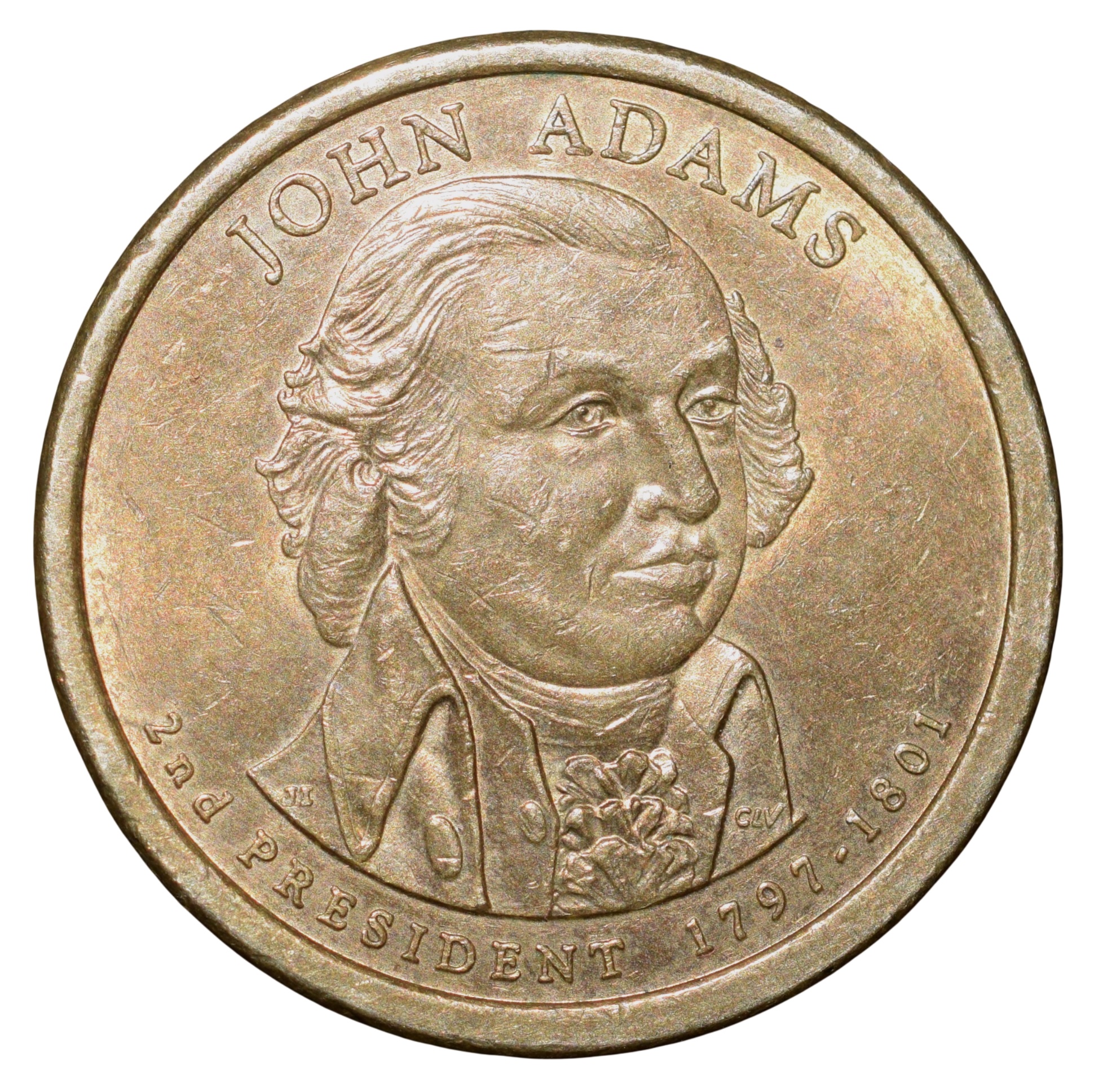 Brass 1 Dollar of United States of America (AD 2007) Commemorative Issue - John Adams - 2nd President - 1797-1801