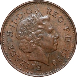 Bronze 1 Penny of Elizabeth II (AD 1999) from United Kingdom Beautiful Grade