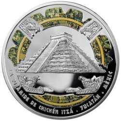 Reproduction Coin – Andorra 10 Diners World Wonders Mexico Chichen Itza 2009 Silver Plated Commemorative UNC Coin