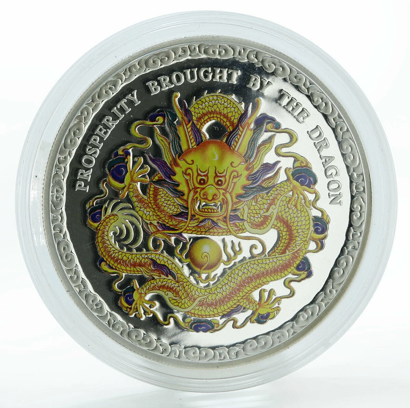 Reproduction Coin – Cook Island 5 dollars 2012 Year of the Dragon (Prosperity) Silver Plated Commemorative UNC Coin