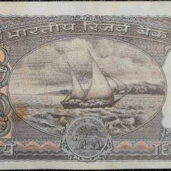 Alternative view of 10 Rupees of Republic India (AD 1985-1990) R.N.Malhotra Signature Black note with Boat