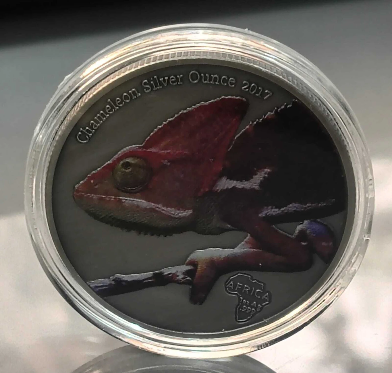 Reproduction Coin – Congo 1000 Francs CFA Chameleon Silver Plated Commemorative UNC Coin