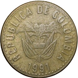 Brass 5 Pesos of Colombia Country (AD 1991)