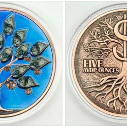 5 Oz Money Tree Colorized Copper Round Ultra Unique and Rare