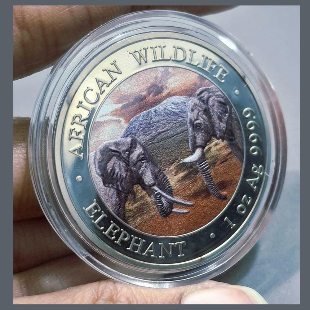 Reproduction Coin –Somali 100 Shillings 2020- African Wildlife Elephant Silver Plated Commemorative UNC Coin
