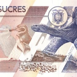 Alternative view of 5000 Sucres of Ecuador Country (AD 1991) with Portrait of Juan Montalvo/Cormorant, Penguin and Galapagos Tortoise