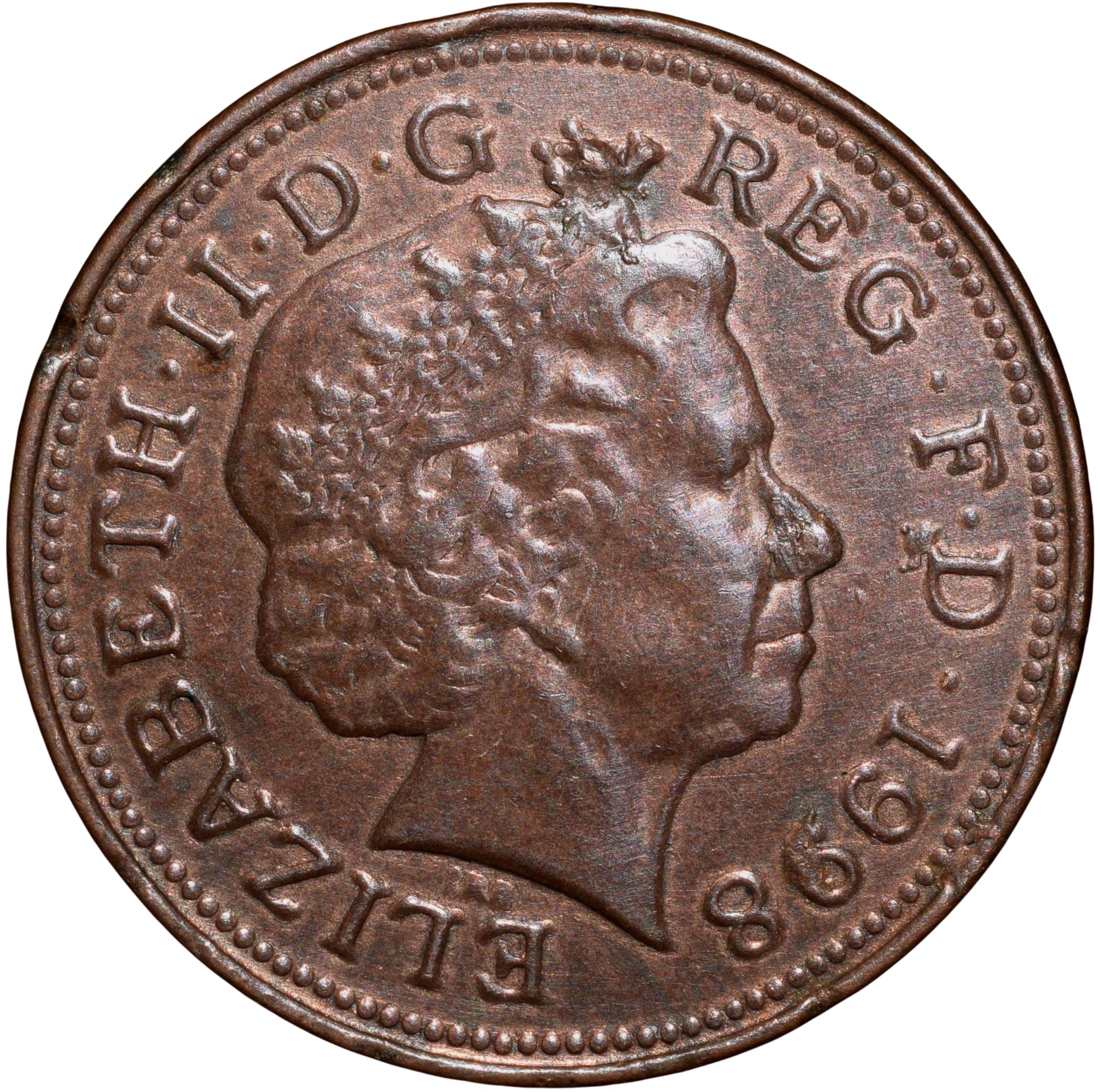 Bronze 2 Pence of Elizabeth II (AD 1998) from United Kingdom