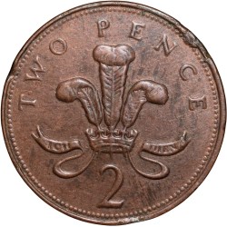 Alternative view of Bronze 2 Pence of Elizabeth II (AD 1998) from United Kingdom
