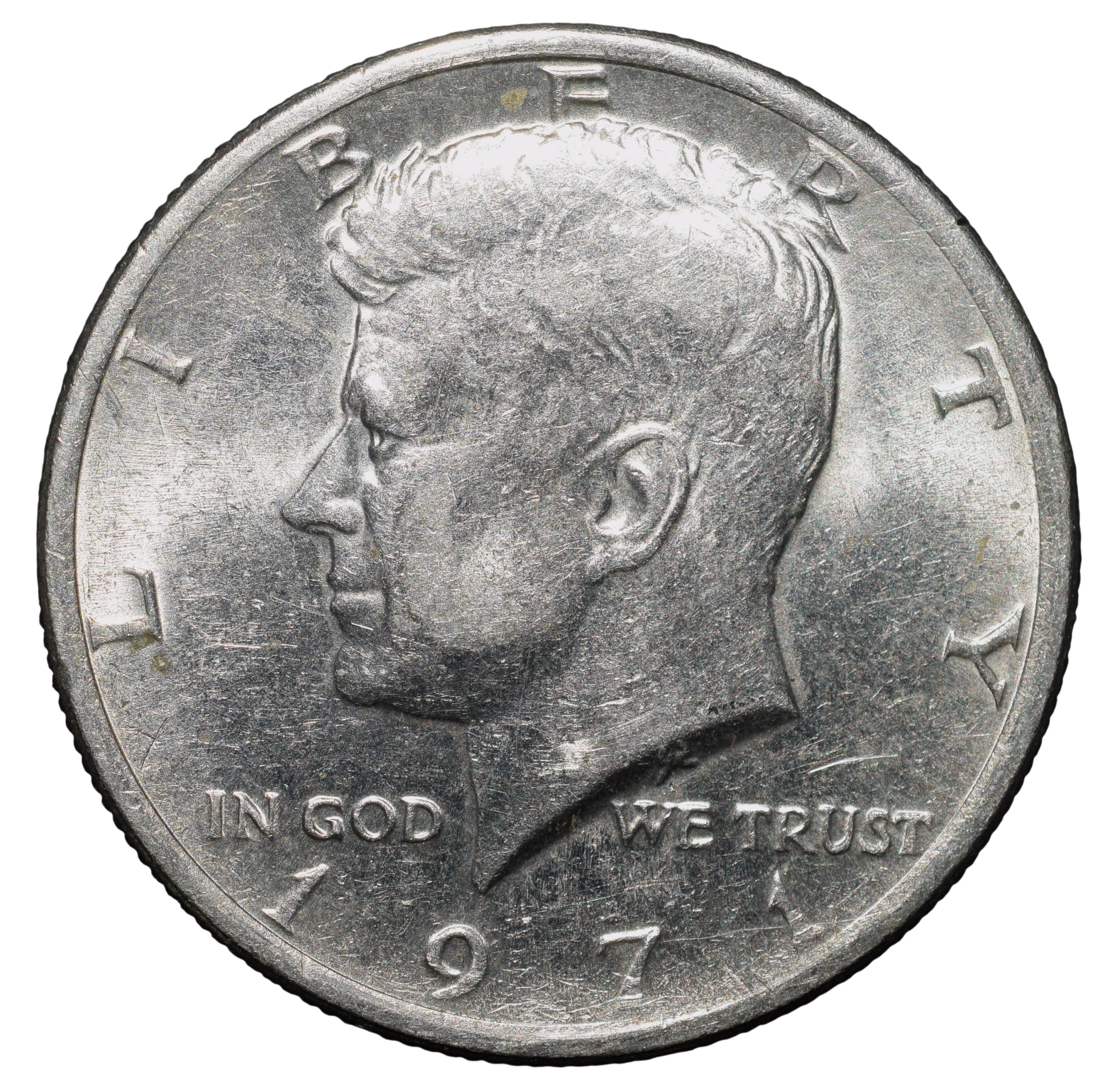 Copper-Nickel 1/2 Dollar of USA (AD 1971) with Portrait of John F. Kennedy