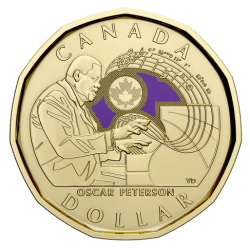 2022 Canada Dollar 1 Loonie Oscar Peterson Colorised UNC Canada Mint Coin Unique and Rare