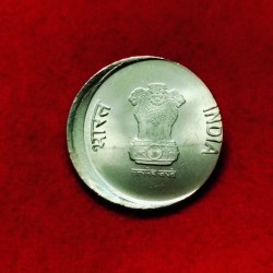 Alternative view of 5 Rupee AKAM 2025 Hydrabad Off Centre Error Coin