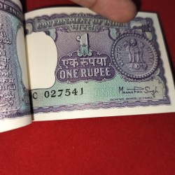 Alternative view of Rare A -36 One Rupee Bundle Manmohan Singh 1976. 65C 027501