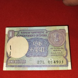 Rare A -56 One Rupee Bundle 1991 Montek Singh Ahluwalia ,Starting 10 notes missing, 90 Notes bundle 014911- 015000