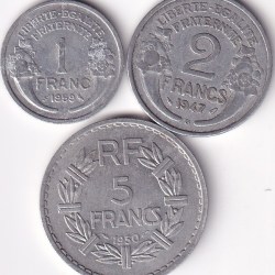 France 1 2 5 Francs of Aluminium Coins Set #2