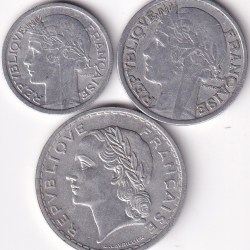 Alternative view of France 1 2 5 Francs of Aluminium Coins Set #2