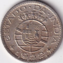 Portuguese India - Goa 1952 1/4 Rupia Copper Nickel Rare Coin