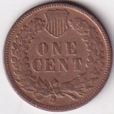 Alternative view of Indian Head Cleaned Condition One Cent 1884 Bronze Coin
