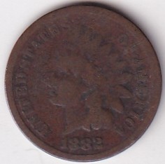 Indian Head Condition One Cent 1882 Bronze Coin