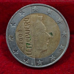 Luxembourg 2 Euros 2008 - Henri I Rare Bimetallic Rare Coin #E-300