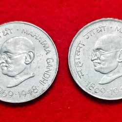 Mahatma Gandhi 1869-1948 (Centennial Issue) Calcutta Mint 2 Coin Set