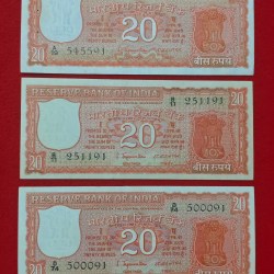 Rare 20 Rupee Signature Set E-1 to E-78 Note UNC Condition All Ending with Last Same Digit 91