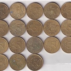 Alternative view of 18 Different 50 Euro Cent Rare (18 Coin ) Set#E-312