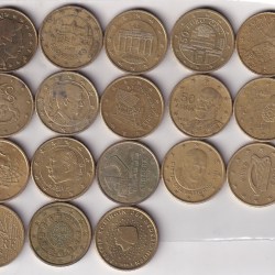 18 Different 50 Euro Cent Rare (18 Coin ) Set#E-312