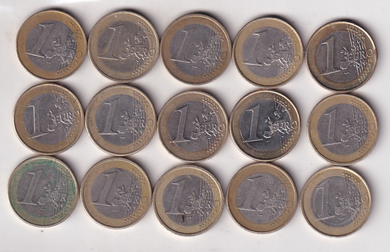 15 Different 1 Euro Rare Bimetallic (15 Coin ) Set#E-315