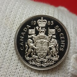 Elizabeth II DG Regina 50 Cents Proof Coin 1983 Year Royal Canadian Mint