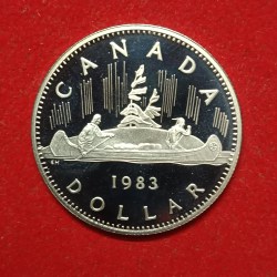 Alternative view of Elizabeth II DG Regina 1 Dollar Proof Coin 1983 Year Royal Canadian Mint