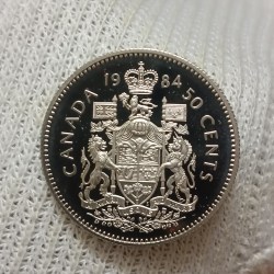 Elizabeth II DG Regina 50 Cents Proof Coin 1984 Year Royal Canadian Mint
