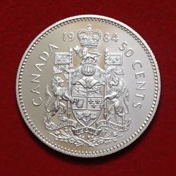 Alternative view of Elizabeth II DG Regina 50 Cents Proof Coin 1984 Year Royal Canadian Mint