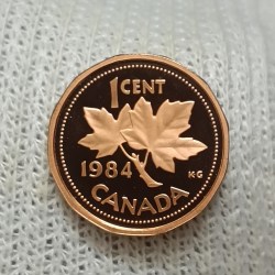 Elizabeth II DG Regina 1 Cents Copper Proof Coin 1984 Year Royal Canadian Mint