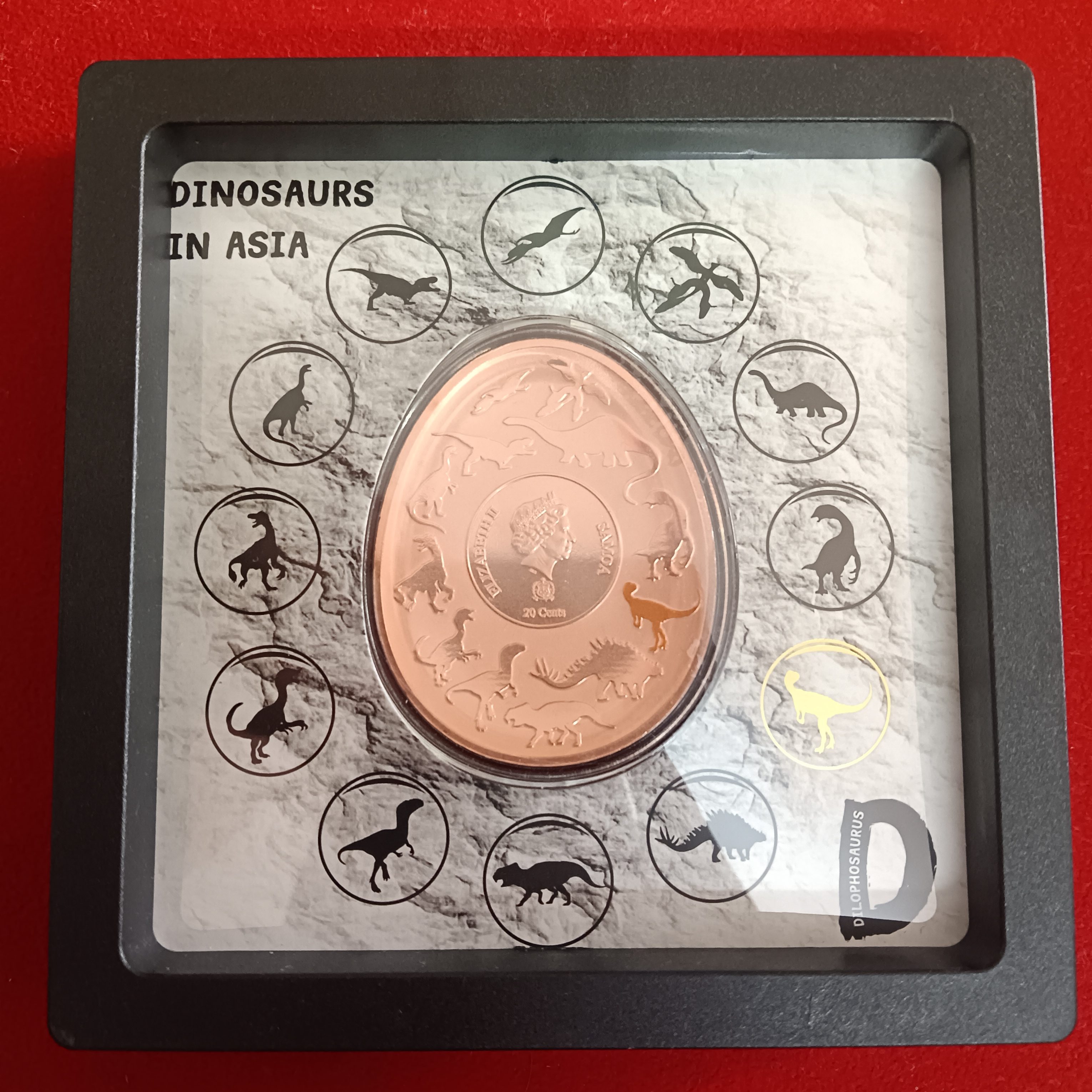 Dinosaurs In Asia Elizabeth 20 Cents Samoa Dilophosaurus Proof Coin 2023 Year