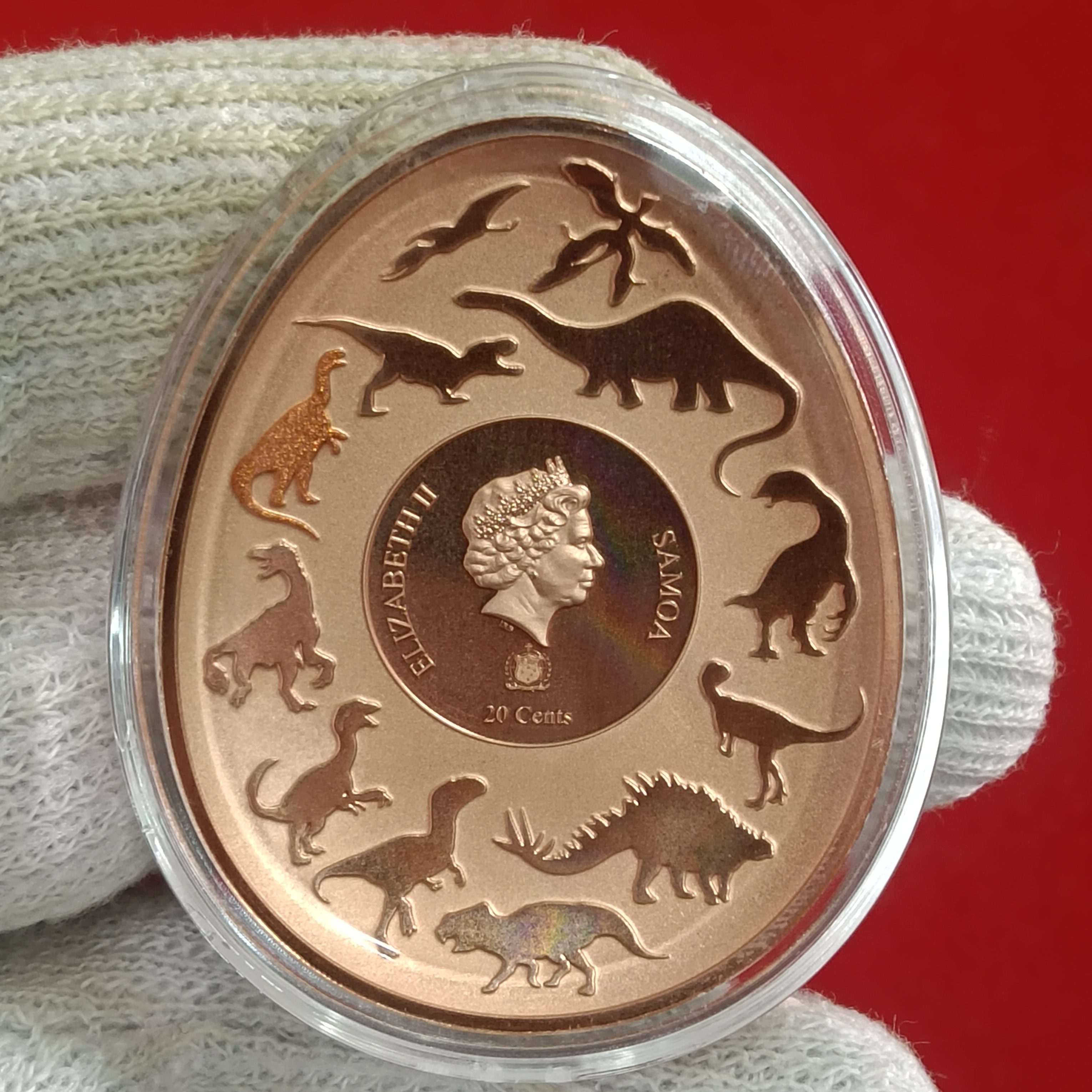 Dinosaurs In Asia Lufengosaurus Elizabeth 20 Cents Samoa Proof Coin 2022 Year