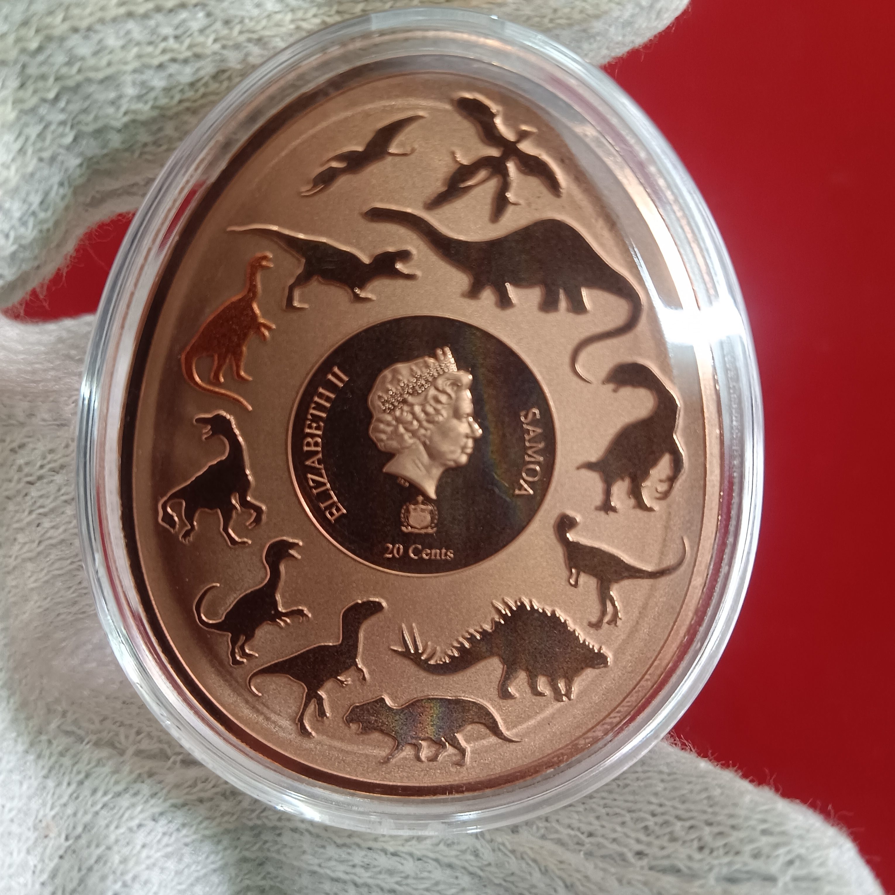 Dinosaurs In Asia Lufengosaurus Elizabeth 20 Cents Samoa Proof Coin 2022 Year