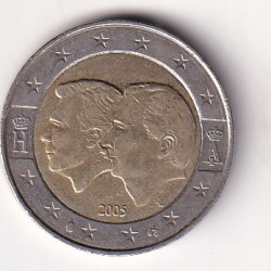 Belgium 2 Euros 2005 - Albert II Belgium-Luxembourg Economic Union Rare Bimetallic Commemorative Coin #E-333
