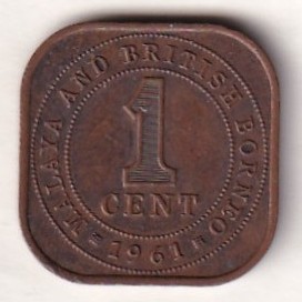 Malaya and British Borneo 1 Cent (Elizabeth II) 1961 Rare Unc Coin#E-358