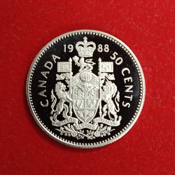 Alternative view of Elizabeth II DG Regina 50 Cents Proof Coin 1988 Year Royal Canadian Mint