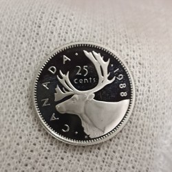 Alternative view of Elizabeth II DG Regina 25 Cents Proof Coin 1988 Year Royal Canadian Mint
