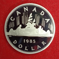 Alternative view of Elizabeth II DG Regina 1 Dollar Proof Coin 1985 Year Royal Canadian Mint