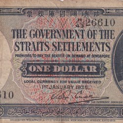 Malaysia › British Malaysia › Straits Settlements 1 Dollar (1935) - George V Rare Note #B2