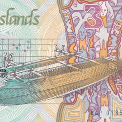 Alternative view of Cook Islands 3 Dollars 1987 Series Rare Unc Note#B2