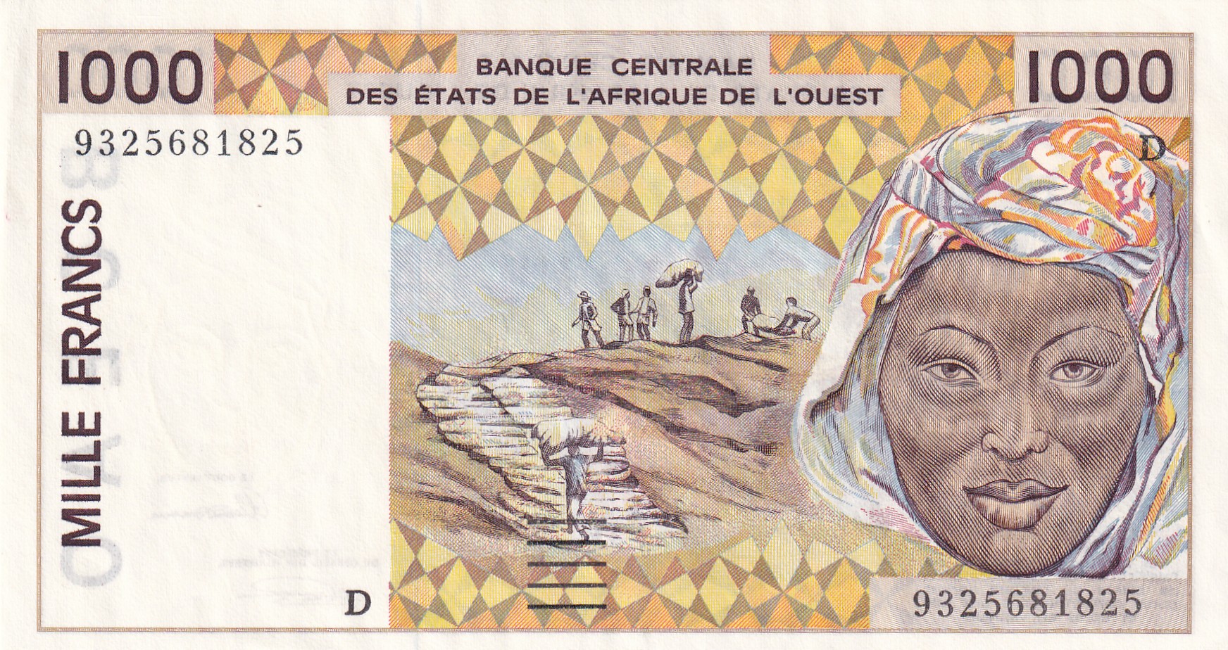 Western African States 1000 Francs Rare Unc Note#B2