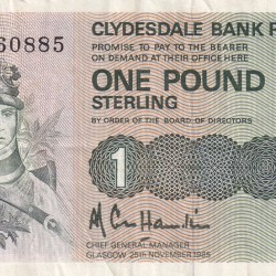 Scotland 1 Pound (Clydesdale Bank) 1985 Series Rare Note#B2